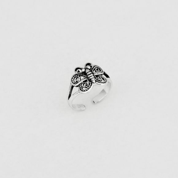 Sterling Silver Butterfly Toe Ring, Bug Rings, Insect Bugs, Butterflies, Wings - Picture 9 of 14